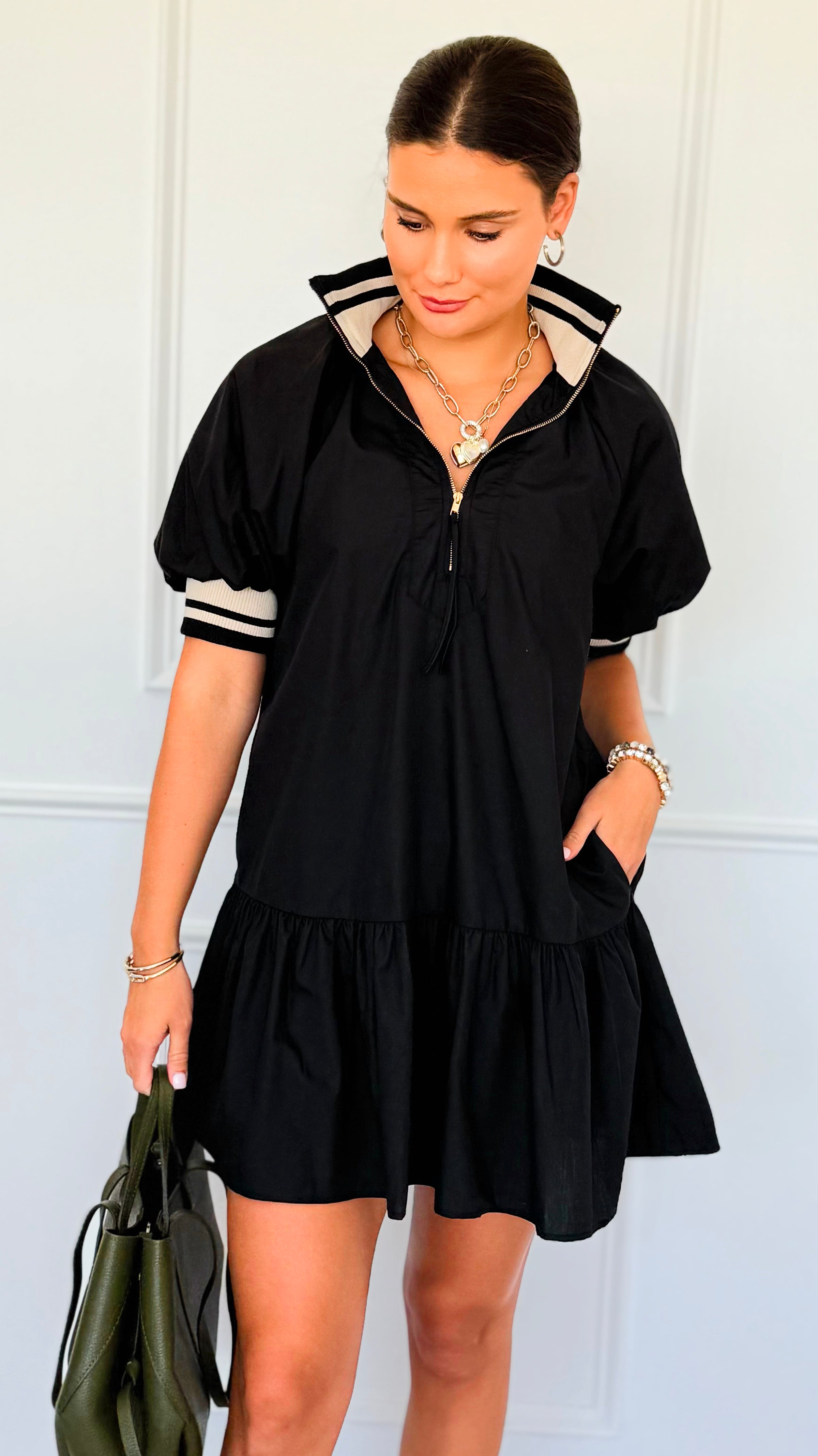 Game On Half Zip Mini Dress-200 Dresses/Jumpsuits/Rompers-entro-Coastal Bloom Boutique, find the trendiest versions of the popular styles and looks Located in Indialantic, FL