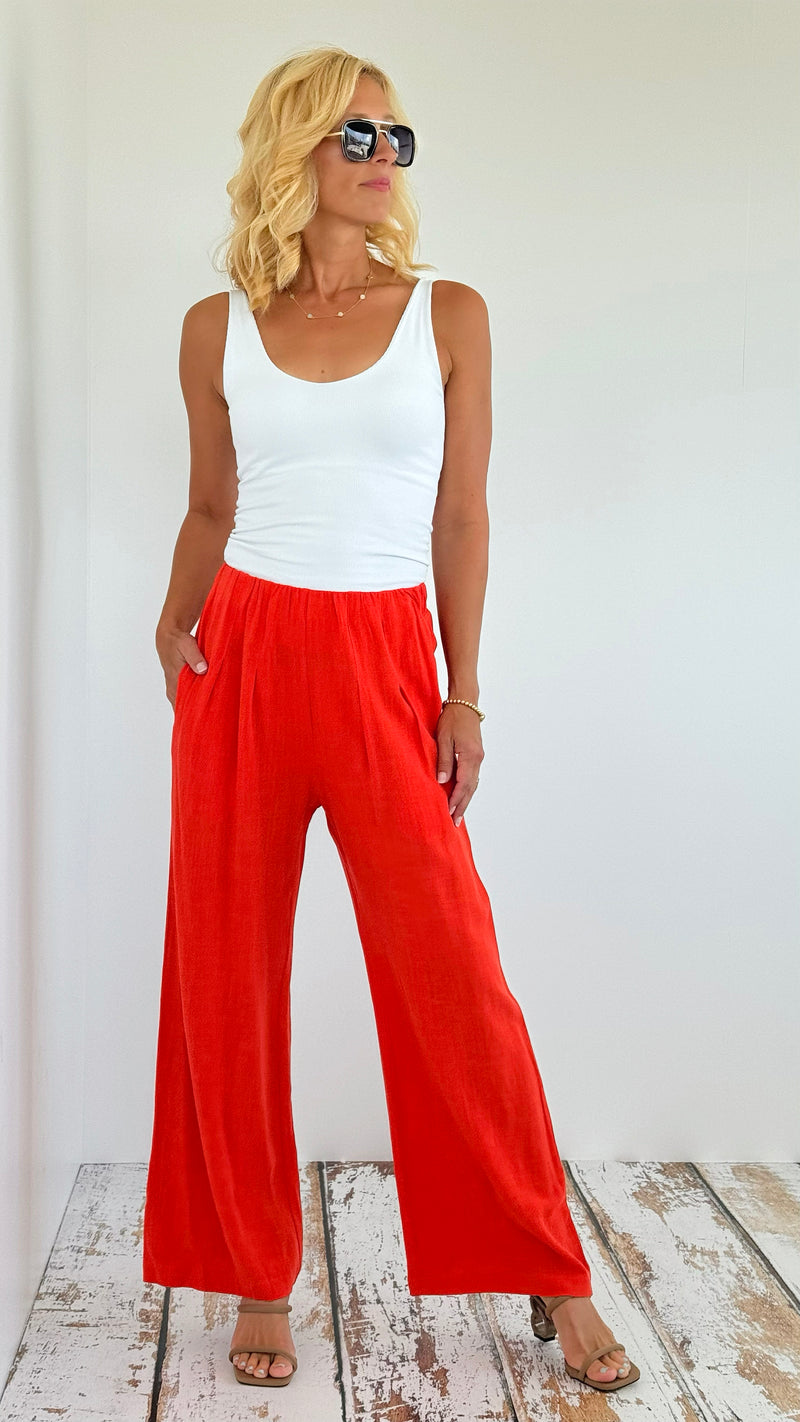 Relaxed Wide Leg Pants- Orange-170 Bottoms-oddi-Coastal Bloom Boutique, find the trendiest versions of the popular styles and looks Located in Indialantic, FL