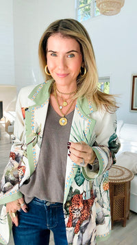Tropic Jungle Italian Blazer-160 Jackets-Italianissimo-Coastal Bloom Boutique, find the trendiest versions of the popular styles and looks Located in Indialantic, FL