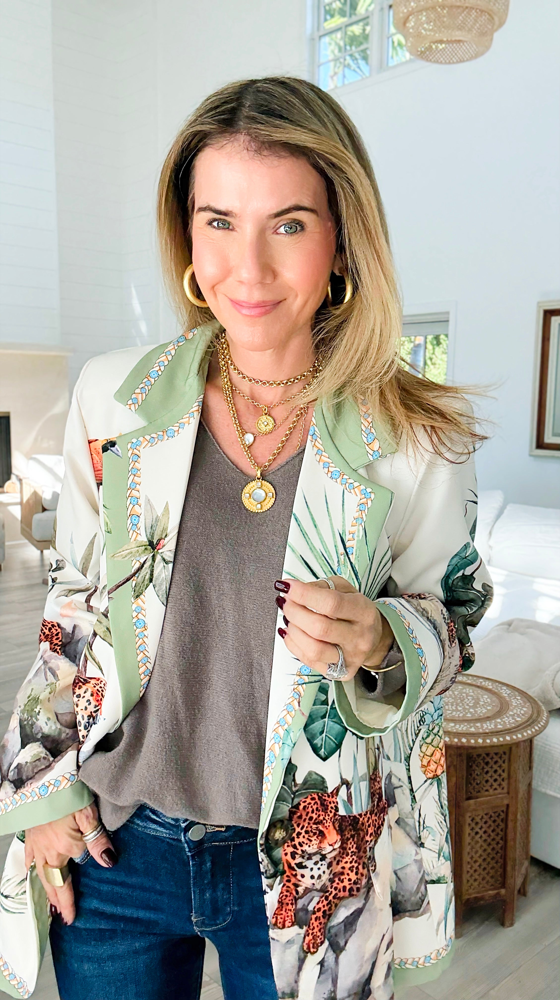 Tropic Jungle Italian Blazer-160 Jackets-Italianissimo-Coastal Bloom Boutique, find the trendiest versions of the popular styles and looks Located in Indialantic, FL