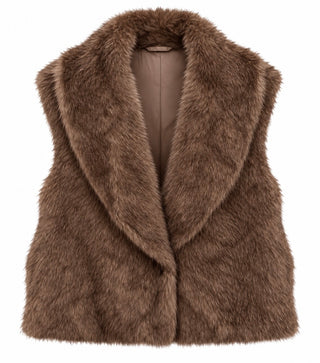 Plush Open Front Vest - Khaki