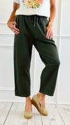 Italian Cropped Textured Woven Joggers-Fatigue-100 Pants-V SKY-Coastal Bloom Boutique, find the trendiest versions of the popular styles and looks Located in Indialantic, FL