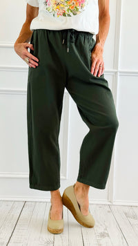Italian Cropped Textured Woven Joggers-Fatigue-100 Pants-V SKY-Coastal Bloom Boutique, find the trendiest versions of the popular styles and looks Located in Indialantic, FL