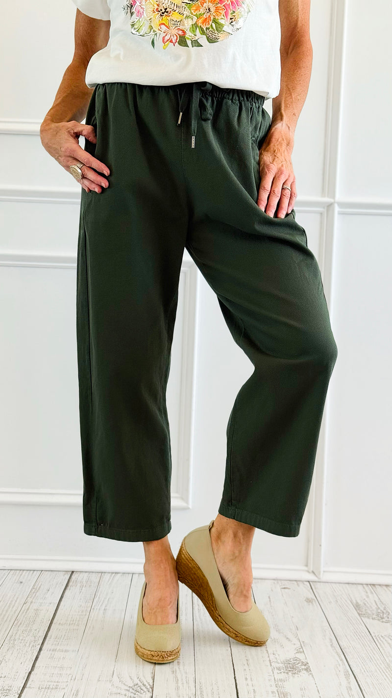 Italian Cropped Textured Woven Joggers-Fatigue-100 Pants-V SKY-Coastal Bloom Boutique, find the trendiest versions of the popular styles and looks Located in Indialantic, FL