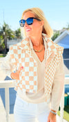 Checker Rush Puffer Vest - Khaki-160 Jackets-Blu Pepper-Coastal Bloom Boutique, find the trendiest versions of the popular styles and looks Located in Indialantic, FL