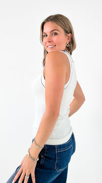 Effortless Allure Contrast Trim Tank Top-100 Sleeveless Tops-Lovelo x GeeGee-Coastal Bloom Boutique, find the trendiest versions of the popular styles and looks Located in Indialantic, FL