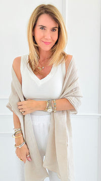Chic Italian Scarf- Beige-260 Other Accessories-NSP/PORCIENTO-Coastal Bloom Boutique, find the trendiest versions of the popular styles and looks Located in Indialantic, FL