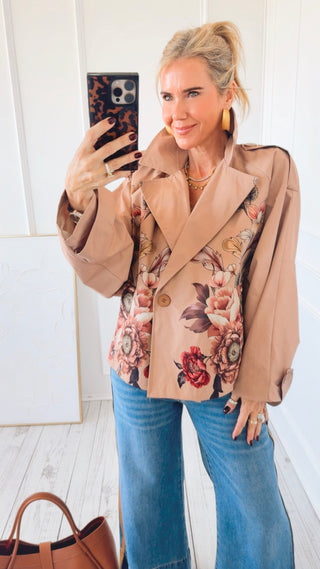 Floral Bloom Italian Trench Jacket