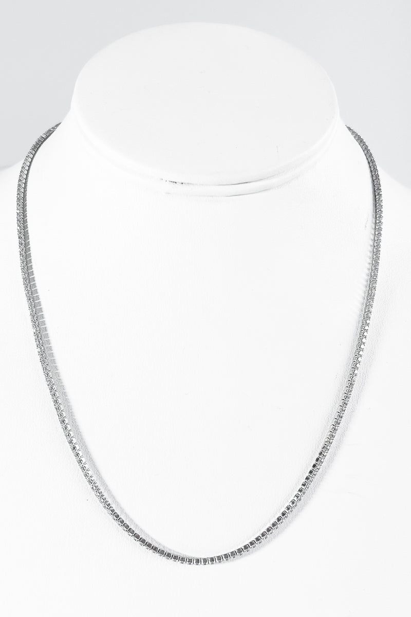 Sterling Silver Eternity Petite CZ Clasp Necklace-230 Jewelry-NEWNYC2-Coastal Bloom Boutique, find the trendiest versions of the popular styles and looks Located in Indialantic, FL