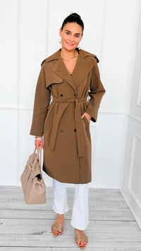 Suede Luxe Italian Long Trench Coat-160 Jackets-KZ SENA-Coastal Bloom Boutique, find the trendiest versions of the popular styles and looks Located in Indialantic, FL