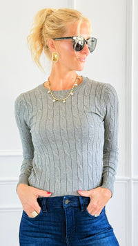 Hailey Knit Pullover Top - Heather Grey-140 Sweaters-Cielo-Coastal Bloom Boutique, find the trendiest versions of the popular styles and looks Located in Indialantic, FL