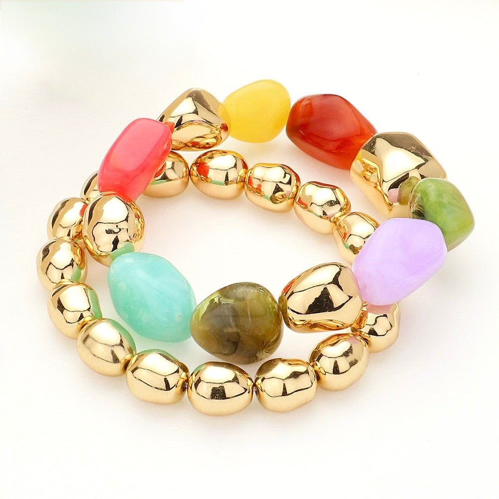 Gem Pop Nugget Bracelet Duo-230 Jewelry-NYW-Coastal Bloom Boutique, find the trendiest versions of the popular styles and looks Located in Indialantic, FL