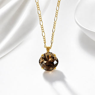 Solitaire Pendant Necklace - Smoky Topaz - Katora