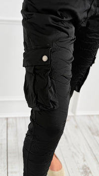 Cargo Wish List Italian Joggers- Black-180 Joggers-CRIS S.R.L.-Coastal Bloom Boutique, find the trendiest versions of the popular styles and looks Located in Indialantic, FL