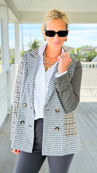 Cityscape Patchwork Tailored Jacket-160 Jackets-mystree-Coastal Bloom Boutique, find the trendiest versions of the popular styles and looks Located in Indialantic, FL
