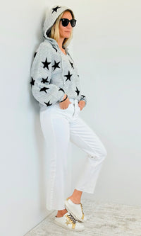 Star Printed Hoodie Sweater-140 Sweaters-Miracle-Coastal Bloom Boutique, find the trendiest versions of the popular styles and looks Located in Indialantic, FL