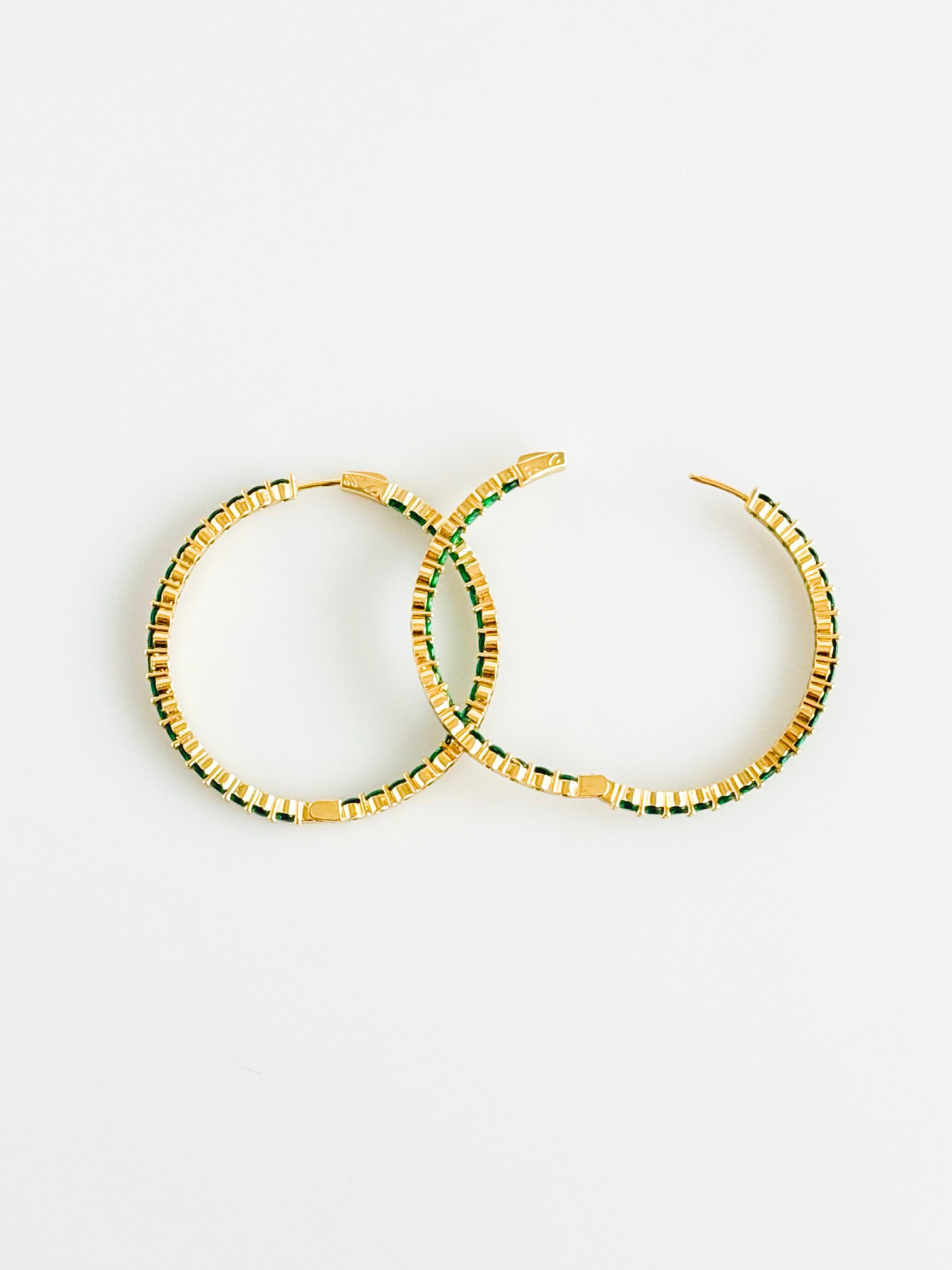 CZ Double Vision Big Hoops Earrings - Green-230 Jewelry-Chasing Bandits-Coastal Bloom Boutique, find the trendiest versions of the popular styles and looks Located in Indialantic, FL