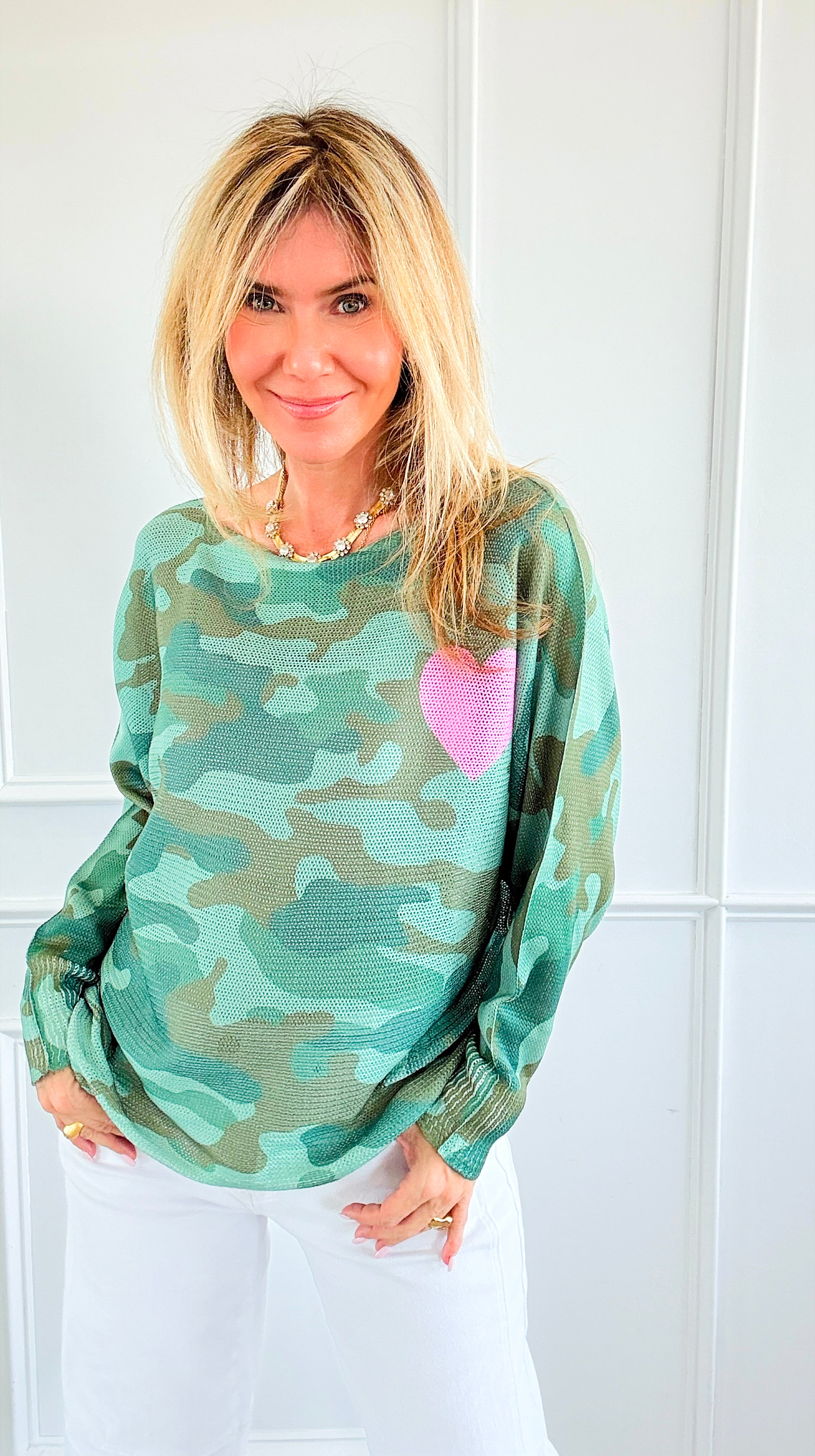 Heart Camo Italian St Tropez Knit