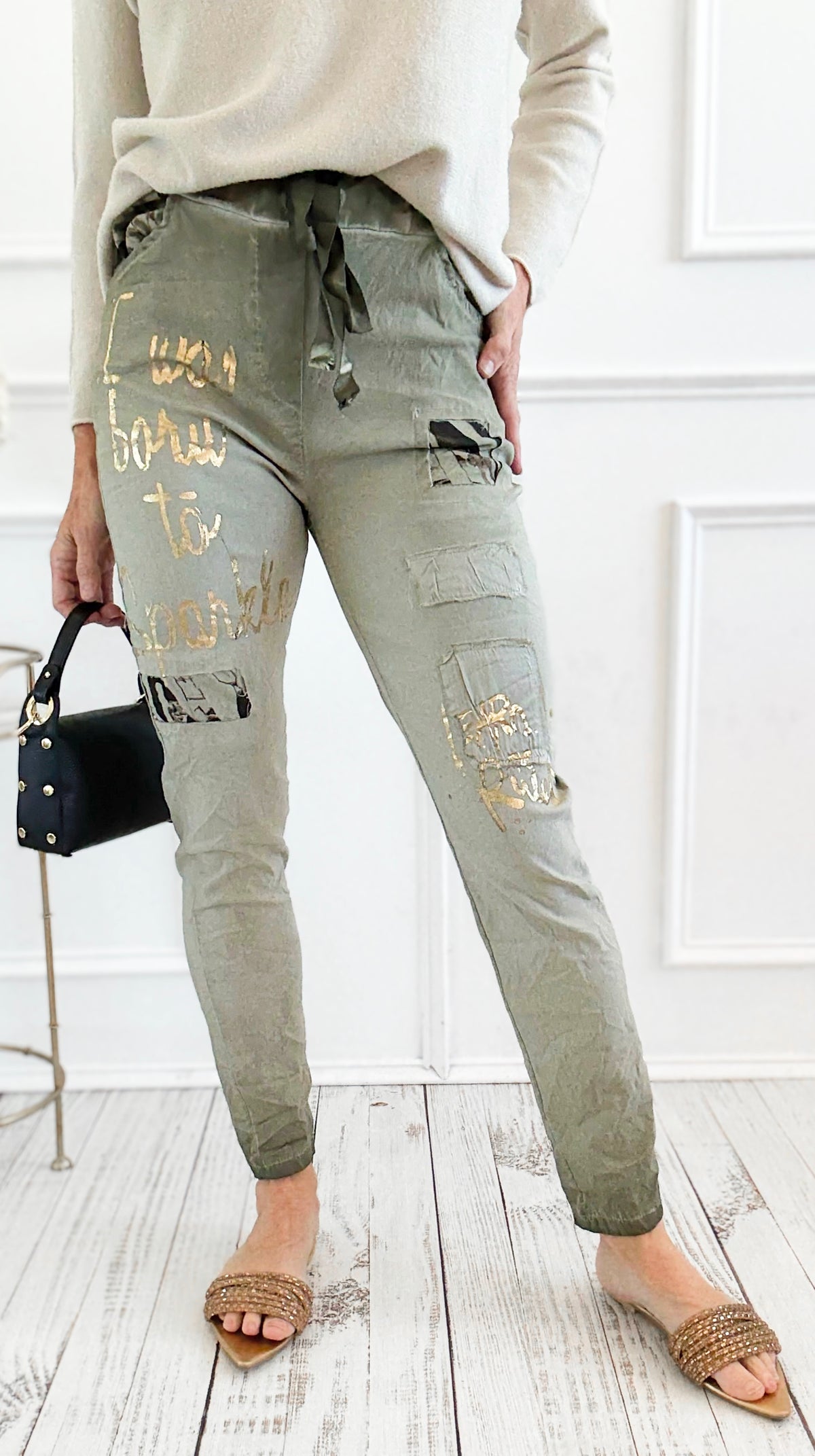 Fierce Glow Patch Italian Jogger- Olive-180 Joggers-GI STUDIO-Coastal Bloom Boutique, find the trendiest versions of the popular styles and looks Located in Indialantic, FL