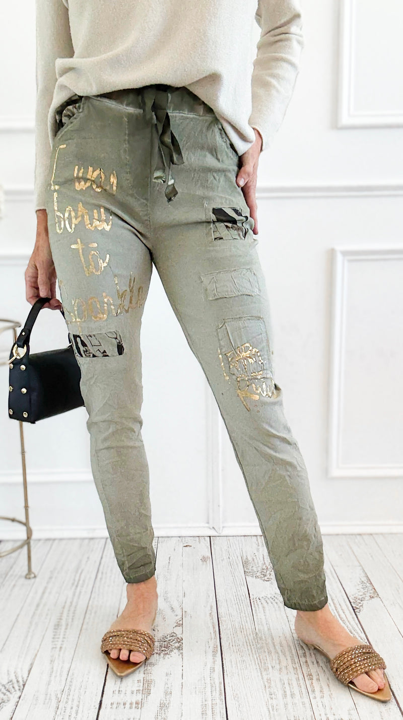 Fierce Glow Patch Italian Jogger- Olive-180 Joggers-GI STUDIO-Coastal Bloom Boutique, find the trendiest versions of the popular styles and looks Located in Indialantic, FL