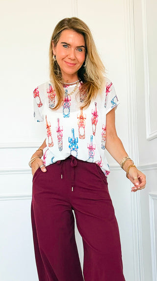 Champagne Wishes Italian Graphic Aria Top