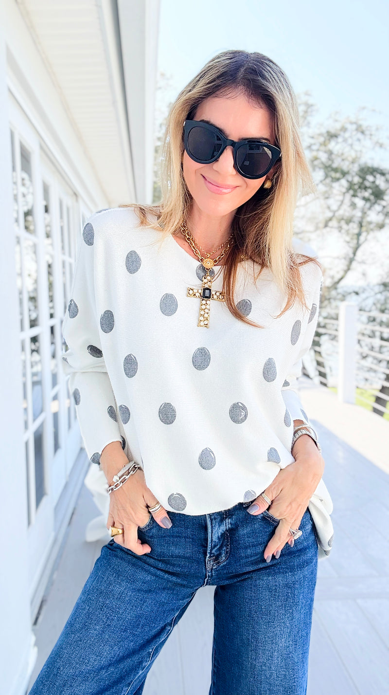 Shadow Dots Italian Milano Sweater-140 Sweaters-SORPRESA-Coastal Bloom Boutique, find the trendiest versions of the popular styles and looks Located in Indialantic, FL