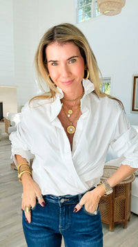 Sophia Ruffled Italian Shirt-110 Long Sleeve Tops-TATTOO Z-Coastal Bloom Boutique, find the trendiest versions of the popular styles and looks Located in Indialantic, FL