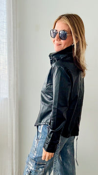 Buttery Faux Leather Button Up Blouse-130 Long Sleeve Tops-KIWI-Coastal Bloom Boutique, find the trendiest versions of the popular styles and looks Located in Indialantic, FL