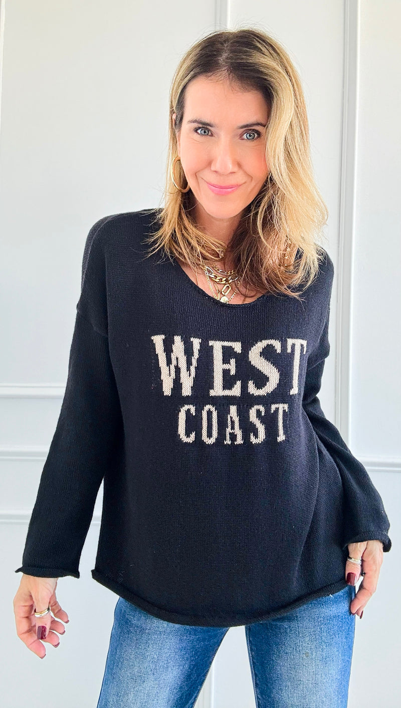 West Coast Lightweight Sweater - Black/Beige-140 Sweaters-MIRACLE-Coastal Bloom Boutique, find the trendiest versions of the popular styles and looks Located in Indialantic, FL