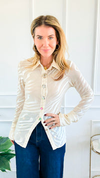 Whisper Wave Jewel Button Top