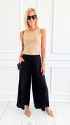 Cotton Candy Ease Wide Leg Pant - Black-170 Bottoms-Zenana-Coastal Bloom Boutique, find the trendiest versions of the popular styles and looks Located in Indialantic, FL