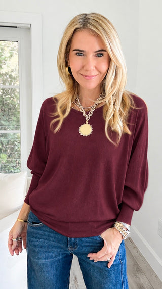 Soft Ease Margaux Italian Knit Top - Burgundy