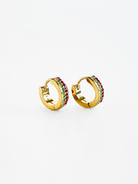 Stainless Steel Two Tone Huggie Earring-230 Jewelry-NYC-Coastal Bloom Boutique, find the trendiest versions of the popular styles and looks Located in Indialantic, FL