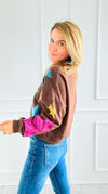 Starlight Pop Cropped Sweatshirt-110 Long Sleeve Tops-Blue Velvet-Coastal Bloom Boutique, find the trendiest versions of the popular styles and looks Located in Indialantic, FL