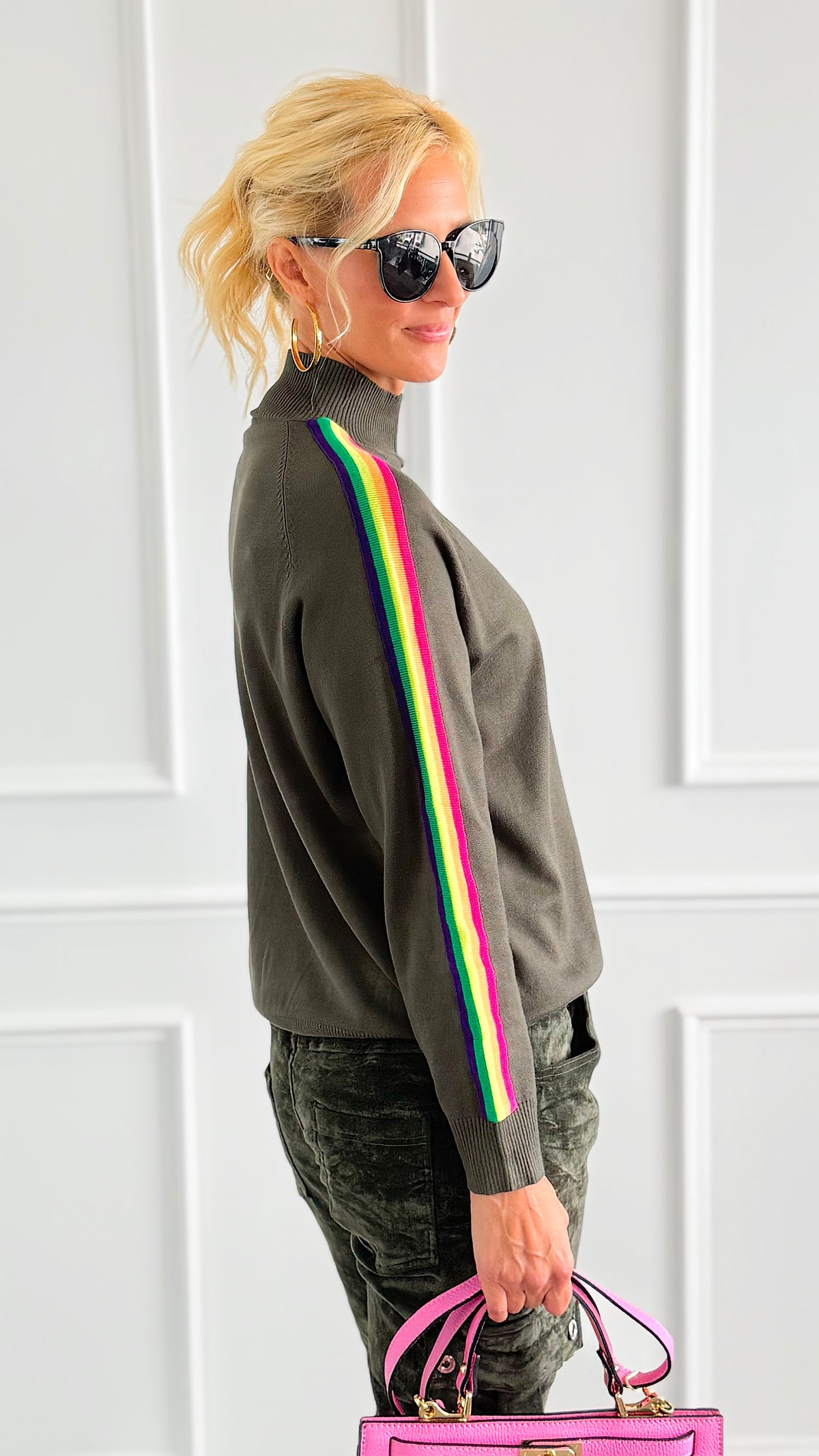Rainbow Runway Sweater-Deep Forest-140 Sweaters-V SKY-Coastal Bloom Boutique, find the trendiest versions of the popular styles and looks Located in Indialantic, FL