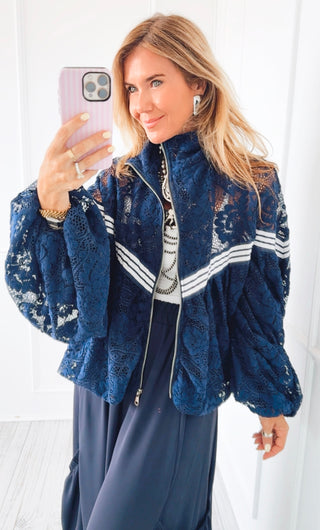 Sideline Sweetheart Lace Italian Zip Jacket