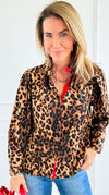 Wild Ruffle Neck Button Down Blouse Top-110 Long Sleeve Tops-JODIFL-Coastal Bloom Boutique, find the trendiest versions of the popular styles and looks Located in Indialantic, FL