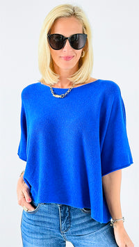 Winter in Amalfi Italian Top - Royal Blue-140 Sweaters-Italianissimo-Coastal Bloom Boutique, find the trendiest versions of the popular styles and looks Located in Indialantic, FL