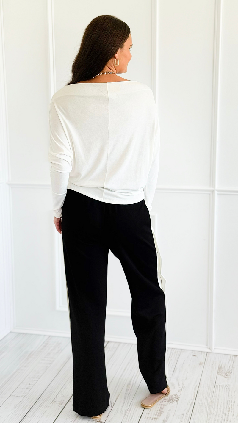 Side Hustle Snap Track Pants-170 Bottoms-White Birch-Coastal Bloom Boutique, find the trendiest versions of the popular styles and looks Located in Indialantic, FL