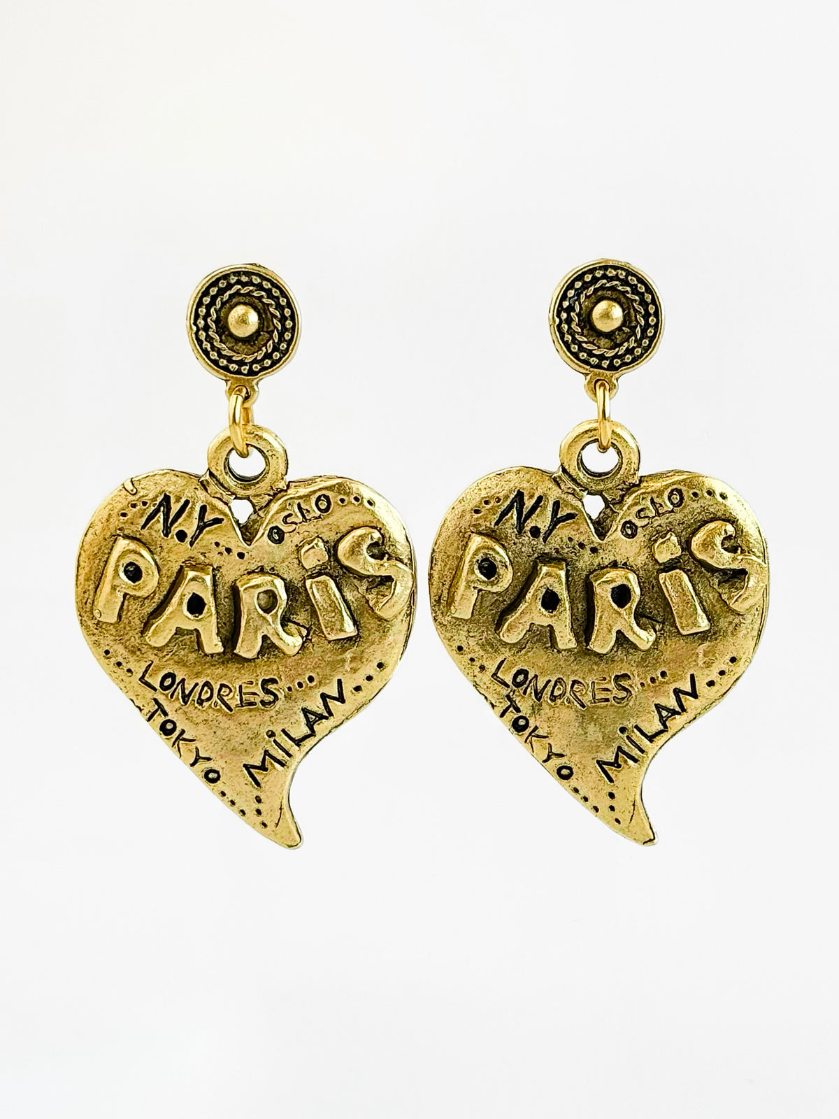 Chunky Heart Paris Earring-230 Jewelry-YOCHI-Coastal Bloom Boutique, find the trendiest versions of the popular styles and looks Located in Indialantic, FL