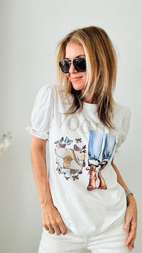 Vogue Moment Embellished Graphic Top - White-110 Short Sleeve Tops-IN2YOU-Coastal Bloom Boutique, find the trendiest versions of the popular styles and looks Located in Indialantic, FL