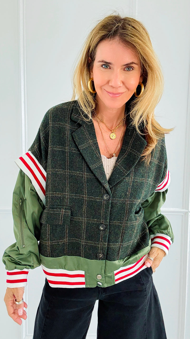 Varsity Remix Bomber Jacket-160 Jackets-Taelynn-Coastal Bloom Boutique, find the trendiest versions of the popular styles and looks Located in Indialantic, FL
