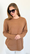 Round Neck Basic Sweater - Deep Camel-140 Sweaters-Zenana-Coastal Bloom Boutique, find the trendiest versions of the popular styles and looks Located in Indialantic, FL