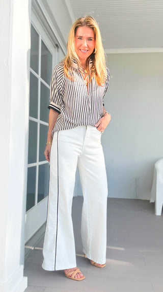 Line Up Denim Pants - White