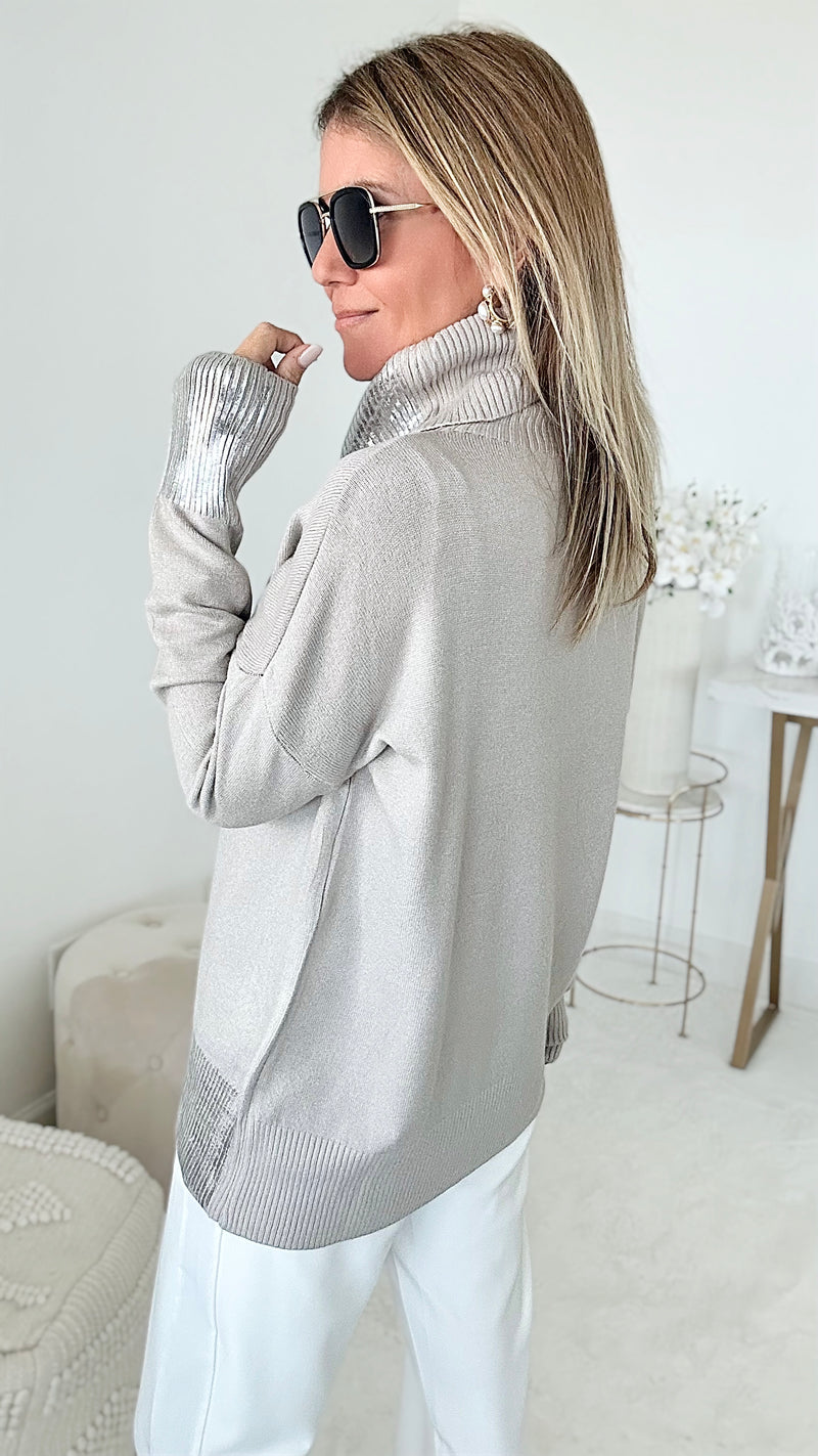 Deluxe Turtleneck Italian Sweater - Beige-140 Sweaters-Venti6-Coastal Bloom Boutique, find the trendiest versions of the popular styles and looks Located in Indialantic, FL