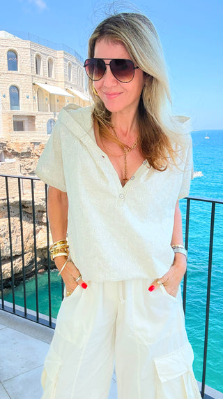 Seaside Stroll Hooded Italian Top