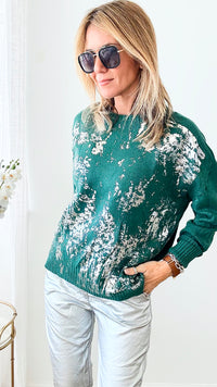 Boatneck Italian Silver Foil Sweater-140 Sweaters-Look Mode-Coastal Bloom Boutique, find the trendiest versions of the popular styles and looks Located in Indialantic, FL
