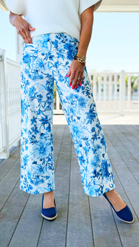 Blue Seaside Bloom Wide Leg Pant