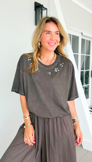 Starlet Sparkle Italian Tee- Washed Brown