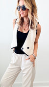 Crossed Contrast Vest-100 Sleeveless Tops-Edit By Nine-Coastal Bloom Boutique, find the trendiest versions of the popular styles and looks Located in Indialantic, FL